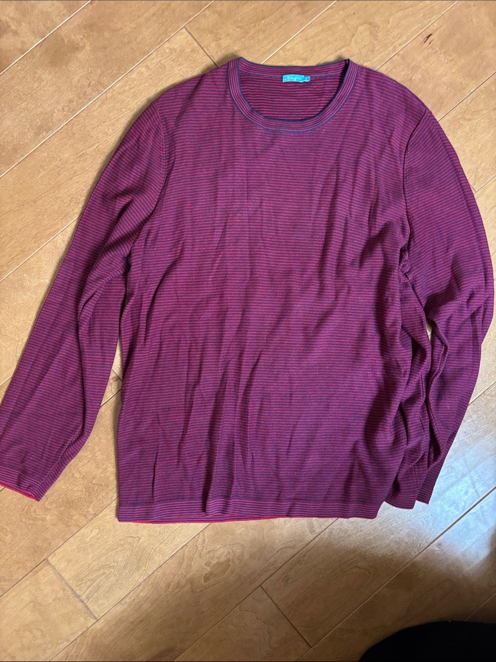 J McLaughlin Striped Crewneck Knit Long Sleeve Shirt in Red and Navy XL